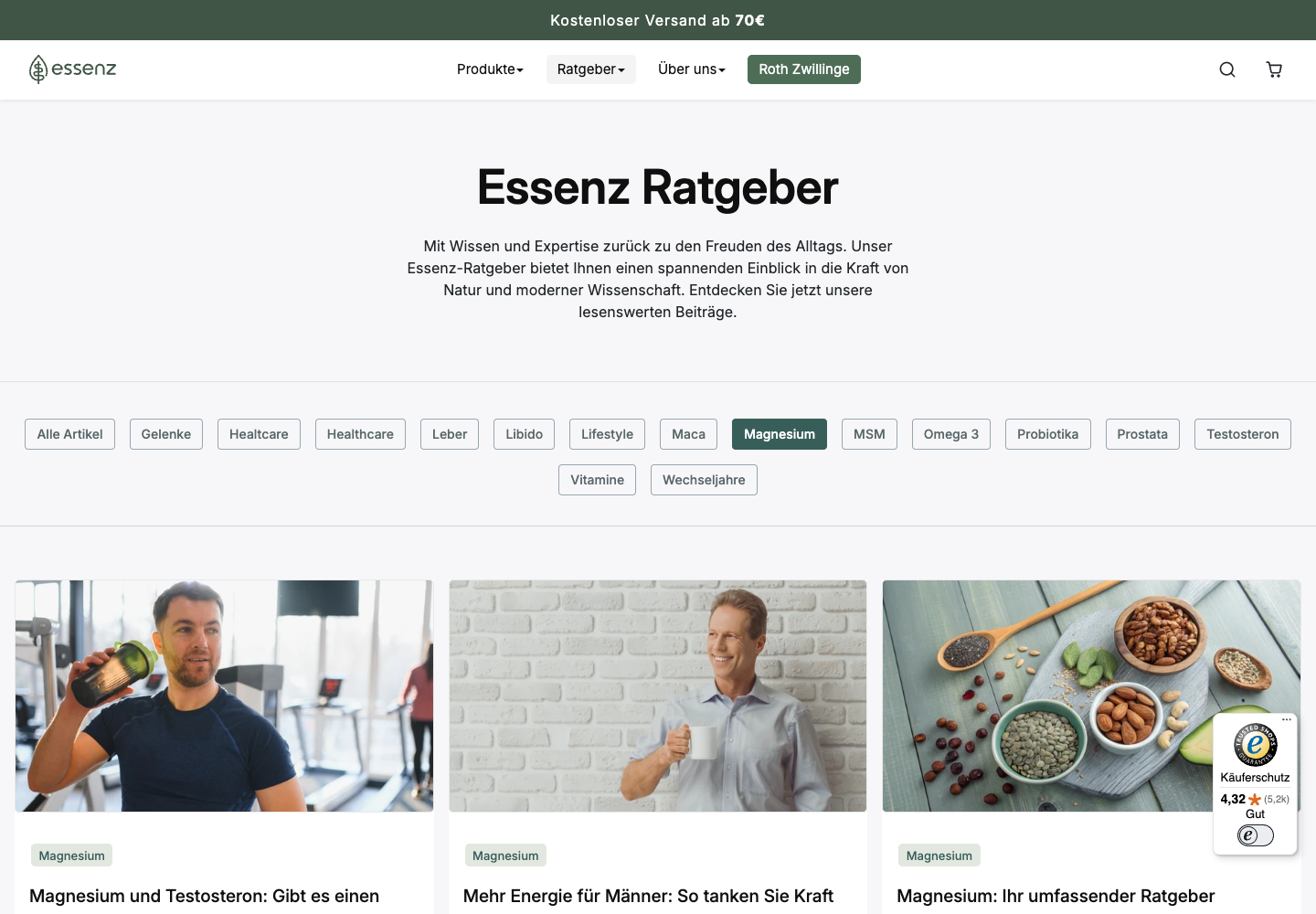 Ratgeber-Übersicht des ESSENZ Onlineshops